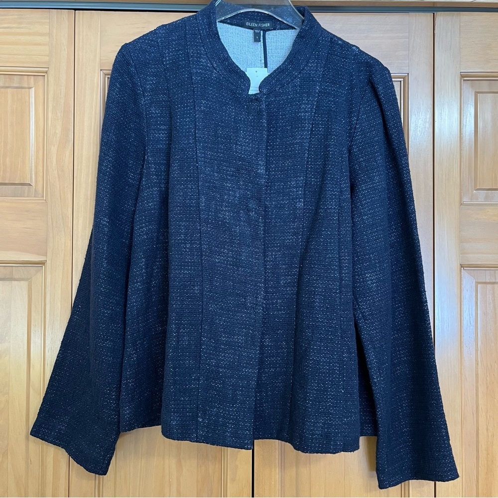 Eileen Fisher Indigo Mandarin Collar Jacket Size Large NWT